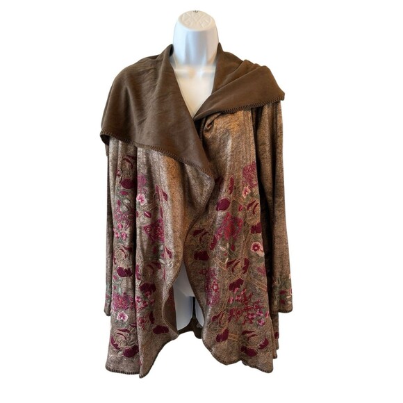 Johnny Was Biya XS JWLA Workshop Claudette Metallic Sweater Hooded Jacket $458 - Picture 6 of 16